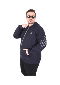 Resim Moc Grande Mocgrande Büyük Beden Kapüşonlu Fermuarlı Sweat Double Face Ossi 25705 Lacıvert Lacivert 