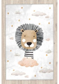 Resim Sevimli Aslan Bambu Çocuk Odası Halısı 