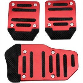 Resim Oto Aksesuarcım Universal Manuel Metal Pedal Seti 3 Parça Kırmızı 