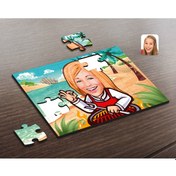 Resim Kişiye Özel Kadın Barbekü Chef Karikatürlü Ahşap Puzzle-1 