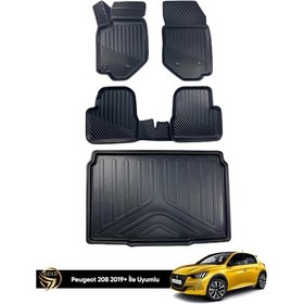 Resim Peugeot 208 3d Havuzlu Paspas 2019-2023 + Bagaj Havuzu Kauçuk Set Nova 