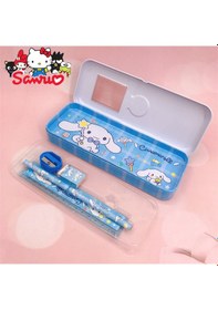 Resim Kawaii Sanrio Kuromi Metal Kalem Kutusu Kırtasiye Seti Cinnamoroll Kuromi Kalemlik Hediye Seti Mavi 