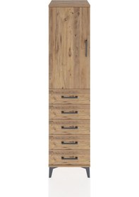 Resim Hyperion Dolap Tek Raflı 5 Çekmeceli Tek Askılı 44x44x182 Çam... Çam 