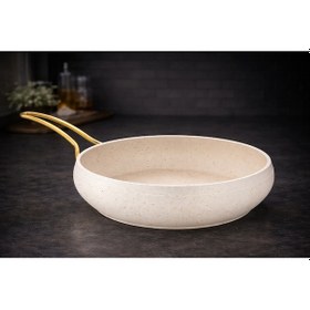 Resim Caldora 24 Cm Gold Saplı Krem Güveç Tava Yanmaz Yapışmaz 