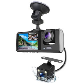Resim Dash Cam Ön Ve Arka İç 3 Kamera 1080p+720p+480p Araba Dikiz Aynası Araba Video Kayıt Kamerası Gece 