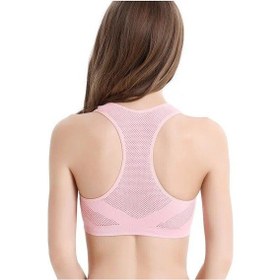 Resim Pembe Kadın Nefes Spor Sutyeni Ter Emer Darbeye Dayanıklı Yastıklı Spor Salonu Koşu Spor Çift Katmanlı Dikişsiz Yoga Spor Sutyeni İç Çamaşırı Pembe 