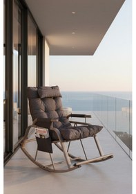 Resim Sallanan Sandalye, Minderli Baba Koltuğu, Metal Tv Koltuğu, Dinlenme Koltuğu, Emzirme Koltuğu Antrasit 