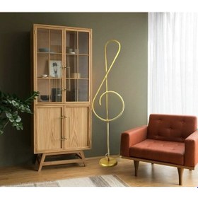 Resim Gold Nota Sol Anahtar Müzik Desenli Lambader Rgb Li A+ Modern 