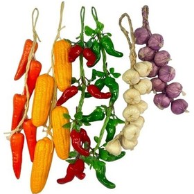 Resim Yapay Sebze Salkımı 6lı Set Süs Sahte Yapay Meyve Sebze Karışık Paket 