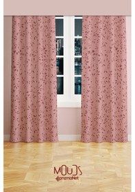 Resim Bordo Ağaç Dalları Desenli Süet Oturma Odası Salon Fon Perde Ekstrafor Büzgü 2 Kanat Prd-1066 Çok Renkli 