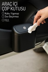 Resim Mithra Life Kapaklı Taşınabilir Araç İçi Mini Çok Amaçlı Çöp Kutusu MIT1254 