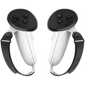 Resim Amvr Meta Quest 3 Denetleyicisi İçin Ayarlanabilir El Kayışı İle 1 Çift Silikon Pil Kapağı 