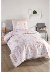 Resim Yatak Örtüsü Seti Tek Kişilik Pamuklu 2 Parça Cikcik Desen Bej / Yumuşak Dokulu Bej 