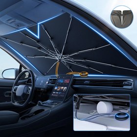 Resim Ön Cam İçin Yükseltilmiş Katlanabilir Otomatik Güneşlik Şemsiyesi, UV Işınlarını Engelleyerek Güneş Hasarı Karşısında Korur, Çeşitli Modeller İçin Uygun, Araç İçi Koruma | Katlanabilir Şemsiye Tasarımı | Güvenli Uyumlama, Araç Camları İçin Güneşlikler 