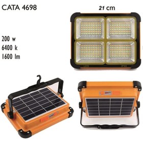 Resim Cata Unichrome Güneş Enerjili Solar 200w Watt Led Projektör Taşınabilir Sarı Beyaz Ve Çakar Işık Lamba 