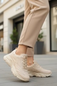 Resim Walkway Ekru Bağcıklı Kadın Sneaker Çok Renkli 