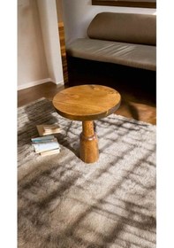 Resim Masif Ahşap Yan Sehpa Doğal Tik Ağacı Renk Tekli Mantar Sehpa - Wooden Coffee Table Tik Ağacı 
