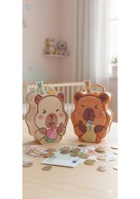 Resim Çocuklar İçin Kilitli Metal Para Kumbarası Sevimli Kapibara Tasarımlı Çocuk Odası Dekoratif Kumbara S-k Çok Renkli 