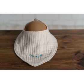 Resim Olivo Mini Yenidoğan Bebek Nakışlı Fular/Önlük 4 kat müslin 
