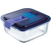 Resim Luminarc Temp Easy Kare Mavi Kapak Saklama Kabı 1220 ml 