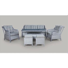 Resim Metal Gövdeli 3+1+1+2puf+masa Rattan Bahçe Balkon Mobilyası, 7 Kişilik Bahçe Takımı Grigri Gri 