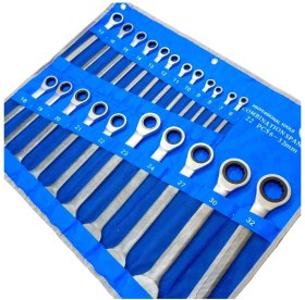 Resim İYİSİYOK 22 Parça Cırcırlı 6125 6-32 mm Kombine Anahtar Takımı (Bez Çanta) Cıvata Sıkma Sökme Araç Anahtar Seti 