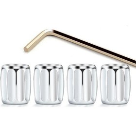 Resim 4 Adet/takım Metal Hırsızlık Önleyici Lastik Çekirdek Vanası Kişiselleştirilmiş Dönüşüm Kapağı, Renk: Gümüş 