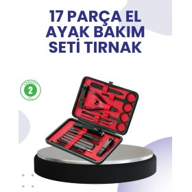 Resim Taşınabilir Deri Kutulu 17 Parça Manikür Seti 
