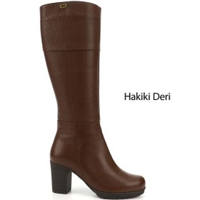 Resim Gönderi(R) Gönderir Kadın Kahve Floter Fermuarlı Kalın Topuklu Hakiki Deri Çizme Gkzc13444602 Kahverengi 