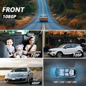 Resim 4 Kameralı Araç Kamera Sistemi - 1080P Dash Cam, Ön Arka İç Yan Kayıt, Gece Görüşlü Araç DVR, 360° Güvenlik ve Park Modu (WiFi & G-Sensor Destekli) 