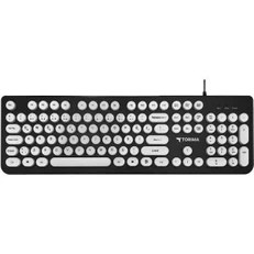 Resim Torima Kablolu Q Klavye Retro Daktilo Görünümlü TK09 Siyah Beyaz 