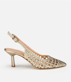Resim Hotiç Kadın Gold Örgü Detaylı Arkası Açık Kısa Topuklu Stiletto 01ayh322880a540 01ayh322880a540 