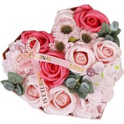 Resim Ximistore9 Romantik Pembe Gül Sabunu, Kalp Şekilli Pvc Hediye Kutusu Ve Kart İle Sürekli Kokulu, Sezonluk Özel Günler İçin Dekoratif Hediyelik Ürün 