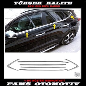 Resim Hyundai Tucson Krom Cam Çıtası 6 Prç. 2015-2019 Arası P.Çelik 