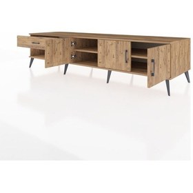 Resim Kronos Tv Ünitesi 2 Raflı Tek Çekmeceli 3 Kapaklı 220x59x51 Çam-çam Atlas Çam/atlas Çam - Atlas Çam 