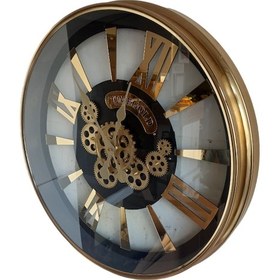 Resim Metal Gold Çarklı Otel Salon Ofis Duvar Saati 60 Cm F3 Altın 