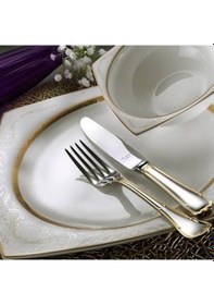 Resim Aryıldız Porselen 60 Parça Bone Square Yemek Takımı Ar31017 Desenli 