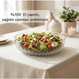 Resim Selen Concept Mira Model El Yapımı Cam Salata ve Meyve Kasesi 2'li Set 