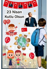 Resim MSticker 23 Nisan Sticker Seti,23 Nisan Kutlu Olsun Çocuk Bayramı Okul Sticker 89 Parça 