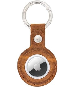 Resim Bloompaw Moccasin Hakiki Deri Apple Uyumlu AirTag Kılıfı Kahverengi 