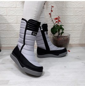 Resim Benetton 50027 Gri-siyah İçi Kürklü Fermuarlı Kaymaz Bayan Kar Botu 001 