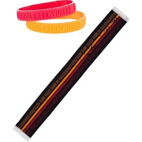 Resim Galatasaray Lisanslı Siyah Çizgili Şal Atkı Ve Omuz Omuza Bileklik Siyah 