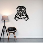 Resim Meraklı Kedi Metal Duvar Dekoru 