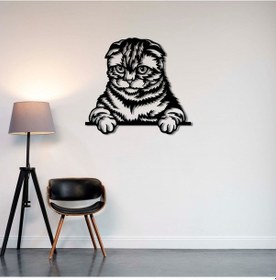 Resim Meraklı Kedi Metal Duvar Dekoru 