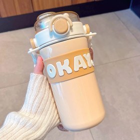 Resim Beautifyy Mektup Termos Kupası, Taşınabilir Saman Kupası, Erkekler ve Kızlar Su Kupası, Öğrenci Spor Su Isıtıcısı, Iyi Görünümlü Çift Içecek (Yurt Dışından) 