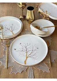 Resim Yemek Takımı Modern Arbol Bird 24 Parça 6 Kişilik 