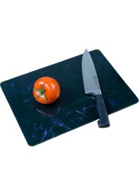 Resim Miabella Home Mermer Desenli Cam Kesme Tahtası, Kesme Tablası Kenarları Oval, Antibakteriyal, Sunum Tahtası 20X 30 cm 