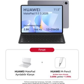 Resim Huawei Yeni (2026) MatePad 11.5S Ultra Net PaperMatte Ekran 12GB 256GB Uzay Grisi + Ayrılabilir Klavye 
