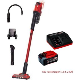 Resim Einhell TE-SV 18Li Akülü Dikey Süpürge + Fastcharger 5.2 Ah Kırmızı 