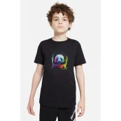 Resim Qivi Uzaylı Panda Astronaut Panda Asronot Uzay Baskılı Unisex Çocuk Siyah T-Shirt 
